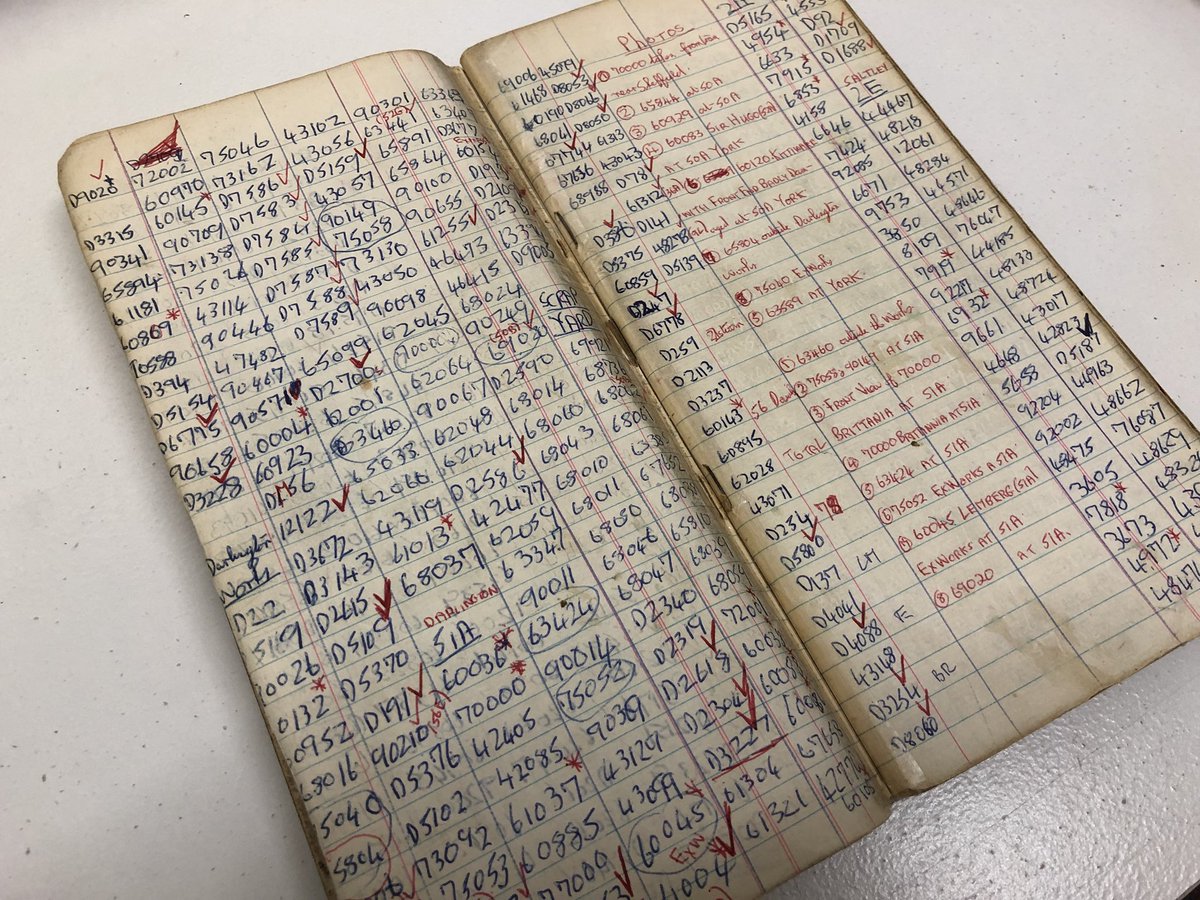 chasing_steam's tweet photo. Passion has to start some where. Peter's original spotting notes featuring 1964 notes. #trainspotting #locomotives #steamengines https://t.co/mJSHpuRqLb