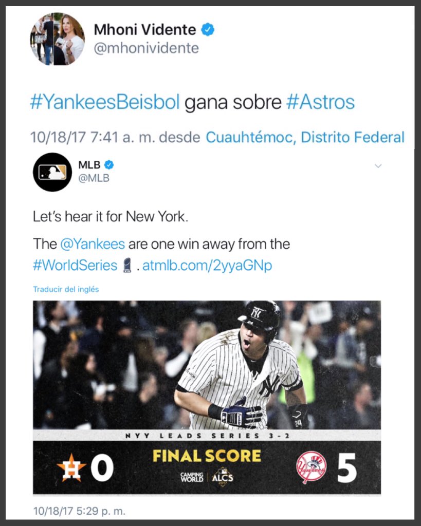 mhonividente's tweet photo. #PredicciónCumplida ganaron los #Yankees https://t.co/jgGyuVvOEA