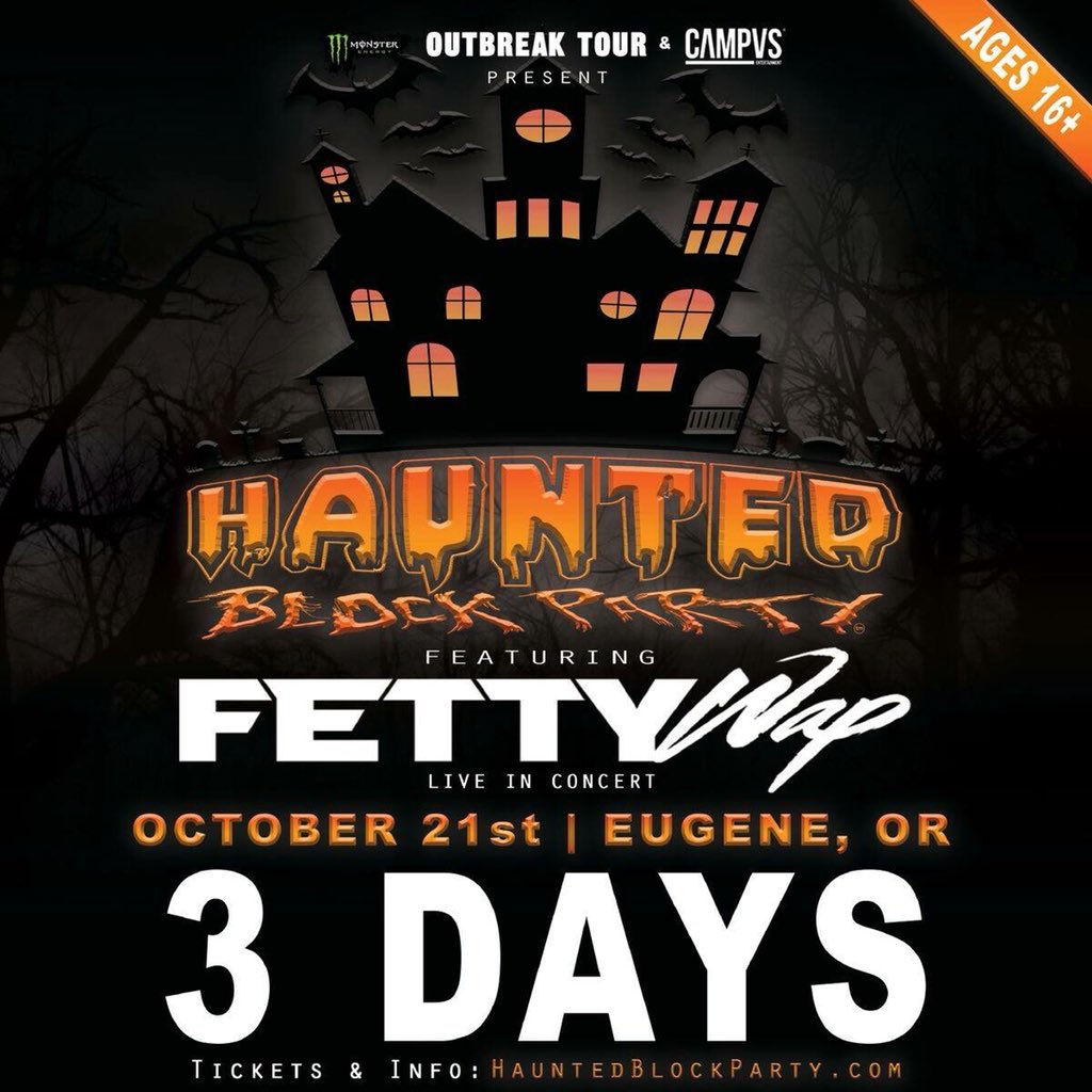 HauntedBP's tweet image. It’s getting closer and closer... who’s ready to #party?

#HauntedBlockParty #Eugene #Oregon #FettyWap #CampusDJ