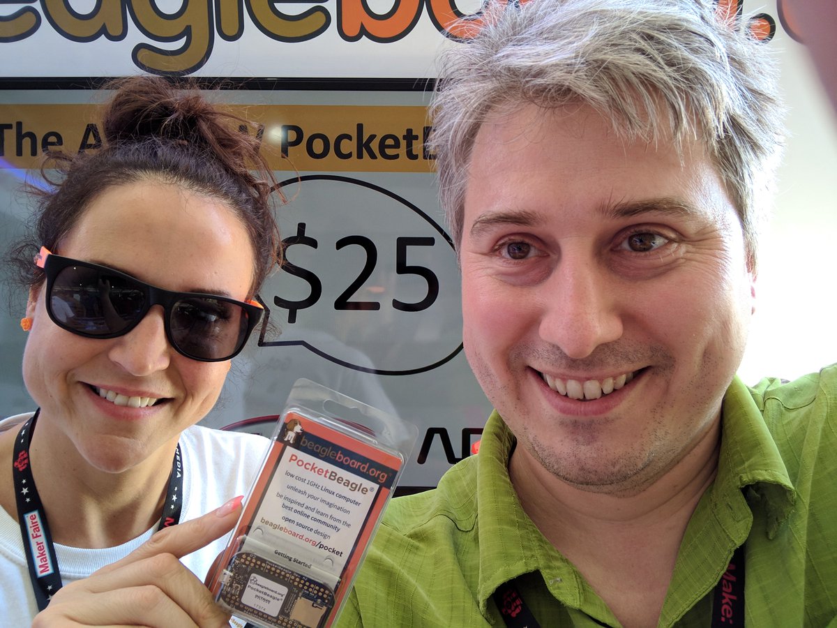 openhio's tweet photo. #throwback to the #makerfaire. Our #CEO with @christilongosm  of @beagleboard Check out our campaign on @crowdsupply https://t.co/jGqghd3p6E https://t.co/C9s6w8PSXi