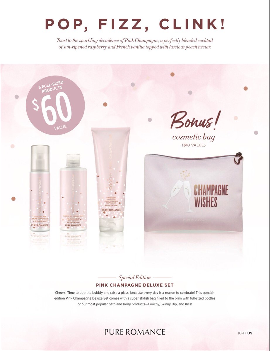 TheQueenKittyB's tweet photo. Pink champagne gift sets! Retail price is $70, on sale for $49! #PureRomance #Bath &amp; #Body https://t.co/5zSlfRdAbu