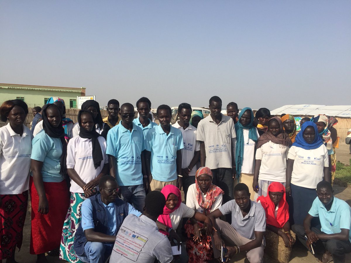 fconmee's tweet photo. Met with great hygiene promotion volunteers in Khor Aworhal camp @cafod working with @unhcr building toilets for 46,000 South Sudan refugees https://t.co/HGq1SXttX9