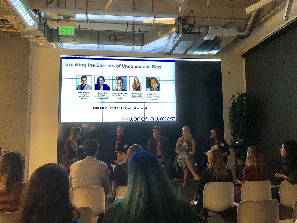 daubale's tweet photo. @wiwsf Event on Unconscious Bias tonight kicking off with a star studded panel #UnconsciousBias #womeninwireless https://t.co/cHMH6VONgo