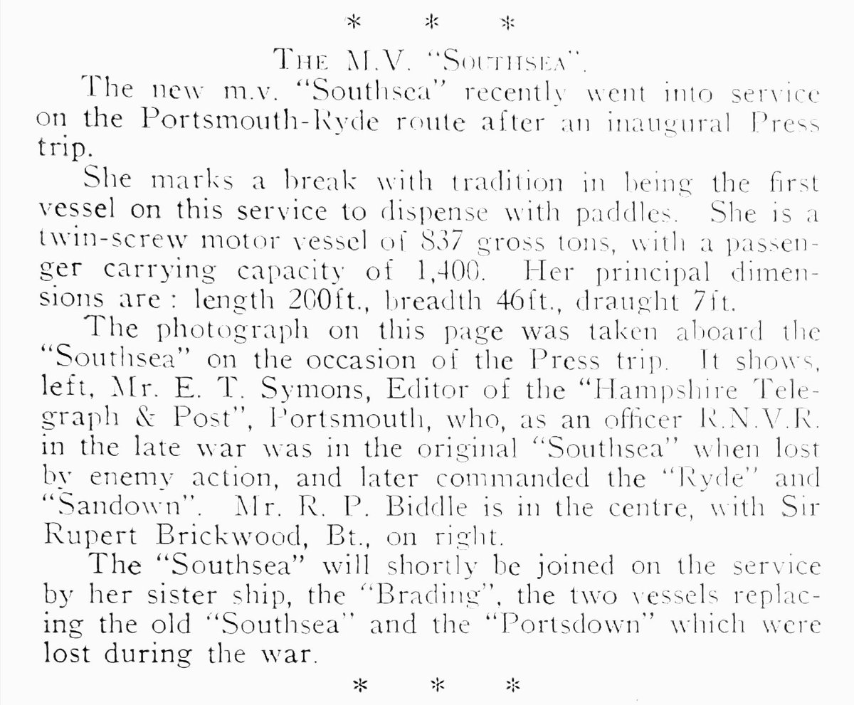 SunnySouthSam's tweet photo. A new ship for the Portsmouth-Ryde route built to replace one of the vessels lost in #WW2 #SRMagazine December 1948 https://t.co/1axM4OwLv6