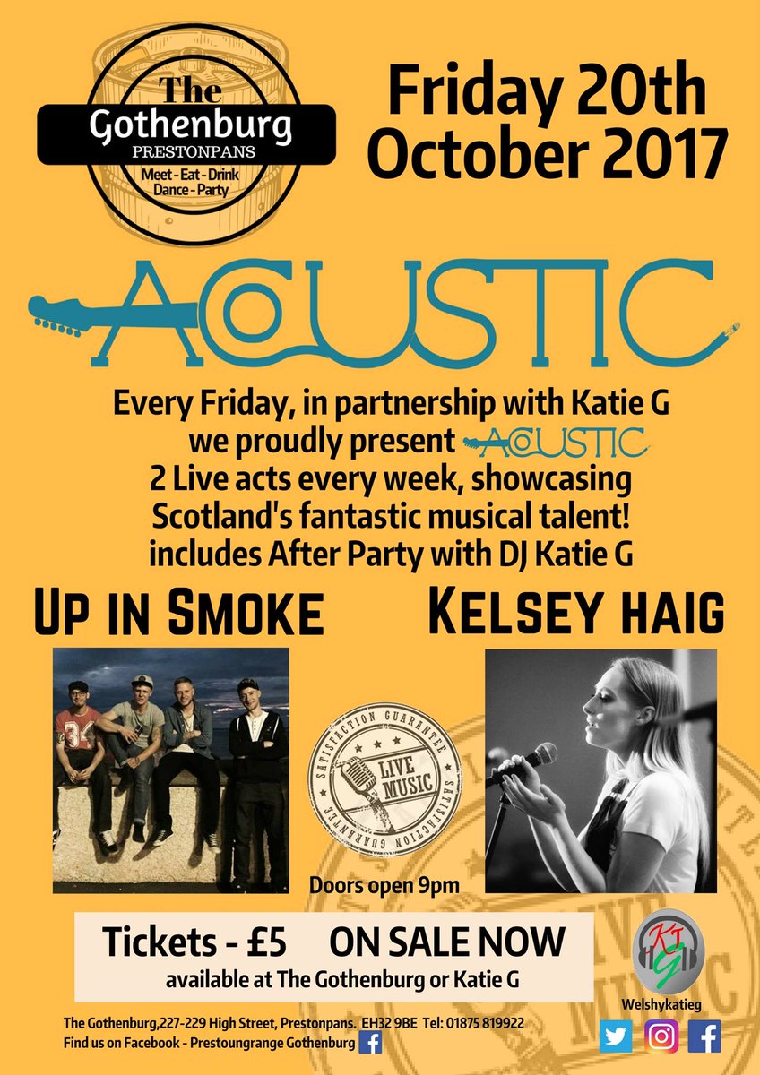 TheGothAcoustic's tweet photo. We are on countdown to Acoustic on Friday night with @_upinsmokemusic & @kelsey_haig #UnsignedMusic #Talent #thegoth #Prestonpans https://t.co/pCFwwVatWC
