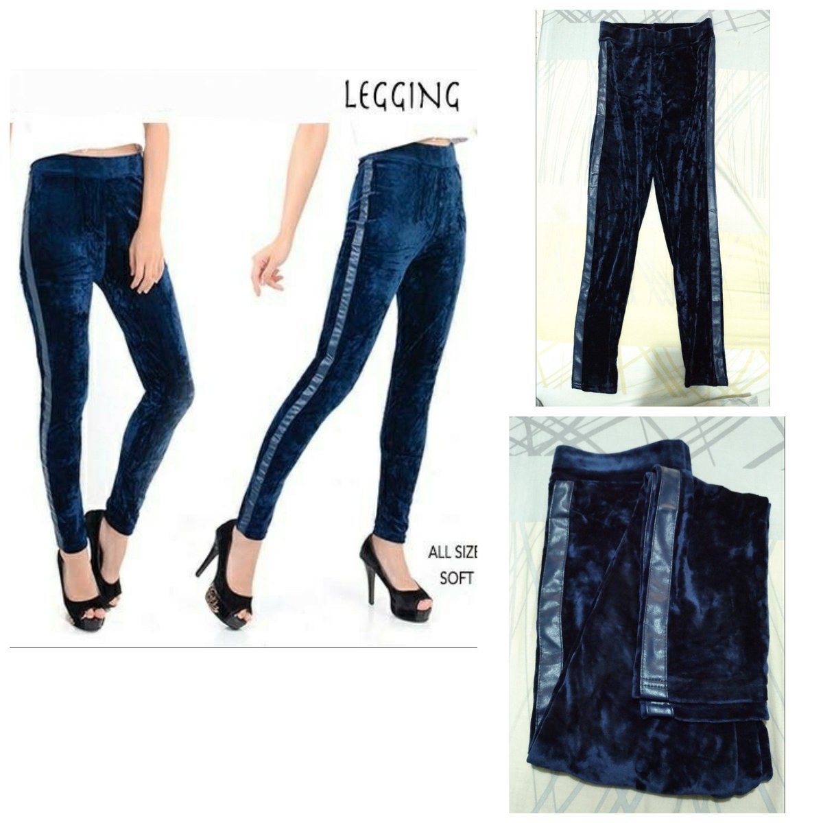 devLinshop's tweet image. Legging yoga senam import jumbo big size Velvet navy Bahan beludru import lembut halus, list latex, all size fit to XL - XXL 87rb #legging