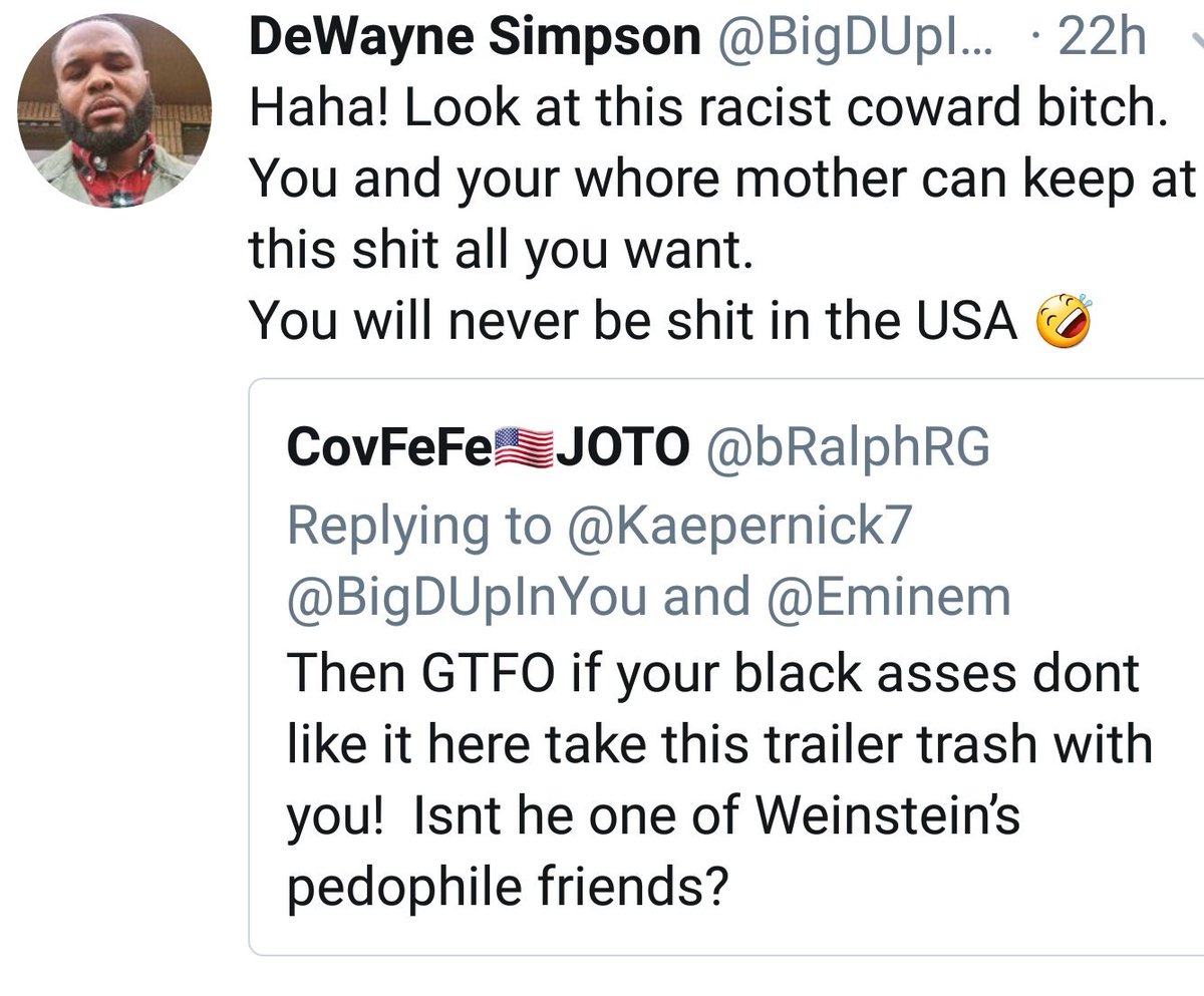 BigDUpInYou's tweet photo. .@bRalphRG. #Ignorant #Racist #Trump supporter. Just like the rest of them. #Surprise! 😒 https://t.co/bVobY69b8D