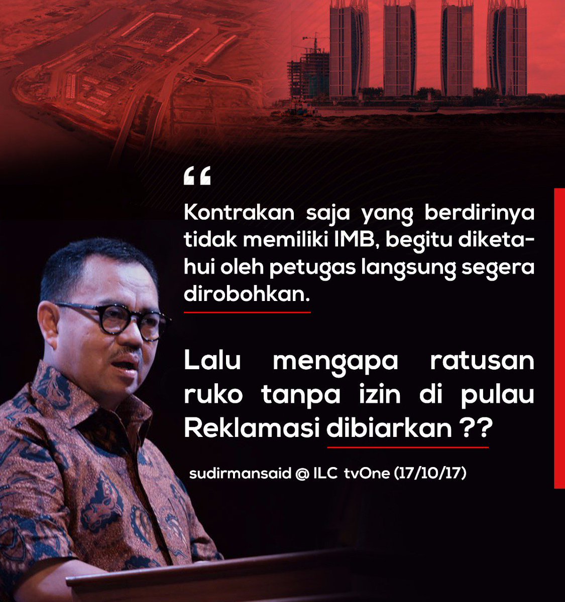 sahabatsudirman's tweet photo. Yang setuju sama perkataan pak @sudirmansaid ayo ramai-ramai kita RT. Kita #TolakReklamasi https://t.co/6gYgm8ENhb