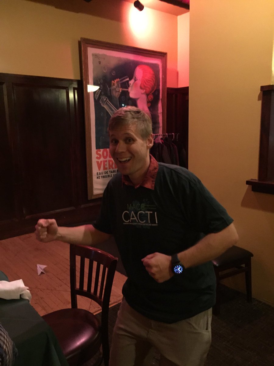 Internet2's tweet photo. Look at that logowear! MACE to CACTI dinner #TechEX17 @nckroy https://t.co/Z8ChHXgrK0