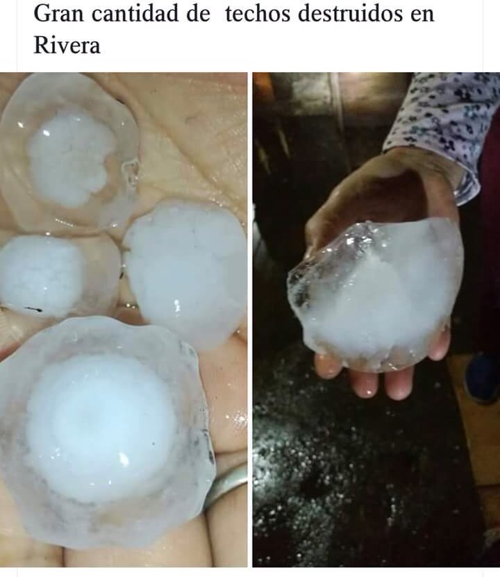 IMAGEM | Relatos do lado uruguaio de muitos estragos em Rivera por granizo de grande tamanho.