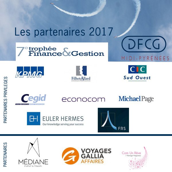 dfcg_mp's tweet photo. #TropheeDFCG @dfcg_mp remercie aussi les partenaires du Trophée Finance&amp;Gestion pour leur fidélité et leur soutien 🗨️RDV le 13/11 à Toulouse https://t.co/hdXbJqQHUZ