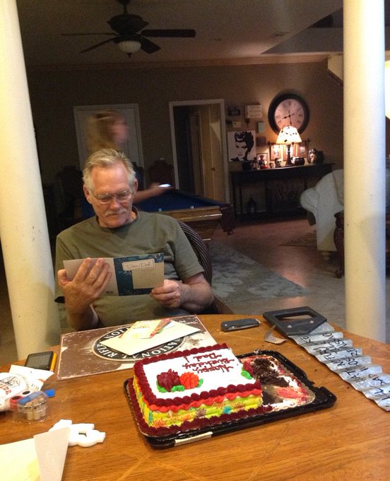 My Father reading the card I bought him😍... Melts my heart to see him Smile https://t.co/4SevKsmtAz<a href="/tag/starwars"class="tags"><span>#starwars</span></a><a href="/tag/cosplayfunwithcrawford"class="tags"><span>#cosplayfunwithcrawford</span></a>