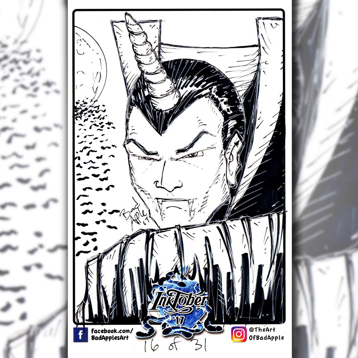 RealBadApple's tweet photo. Day16 of #Inktober. @krisangelis flung this idea at me 👍🏼 Enjoy! #Inktober2017 @ComixCentral @inktober @PeriscopeTV @PeriscopeCo #Retweet https://t.co/RaeRyoQT5e