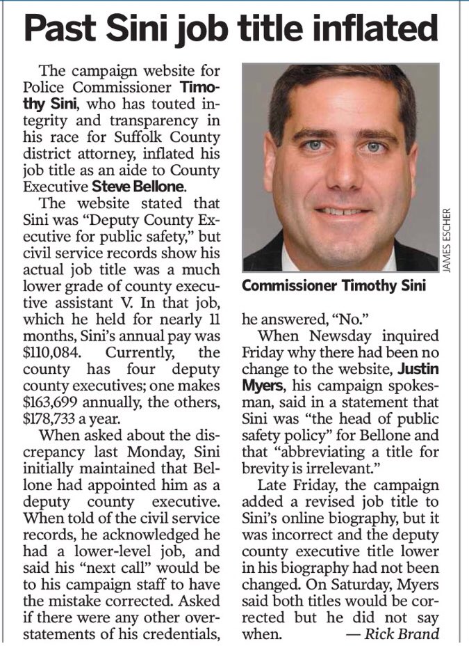 RayPerini's tweet image. Sini has a problem with the truth, U cant tout experience when you've held 8 jobs in 9 years. Its no wonder he's trying 2 beef up his record