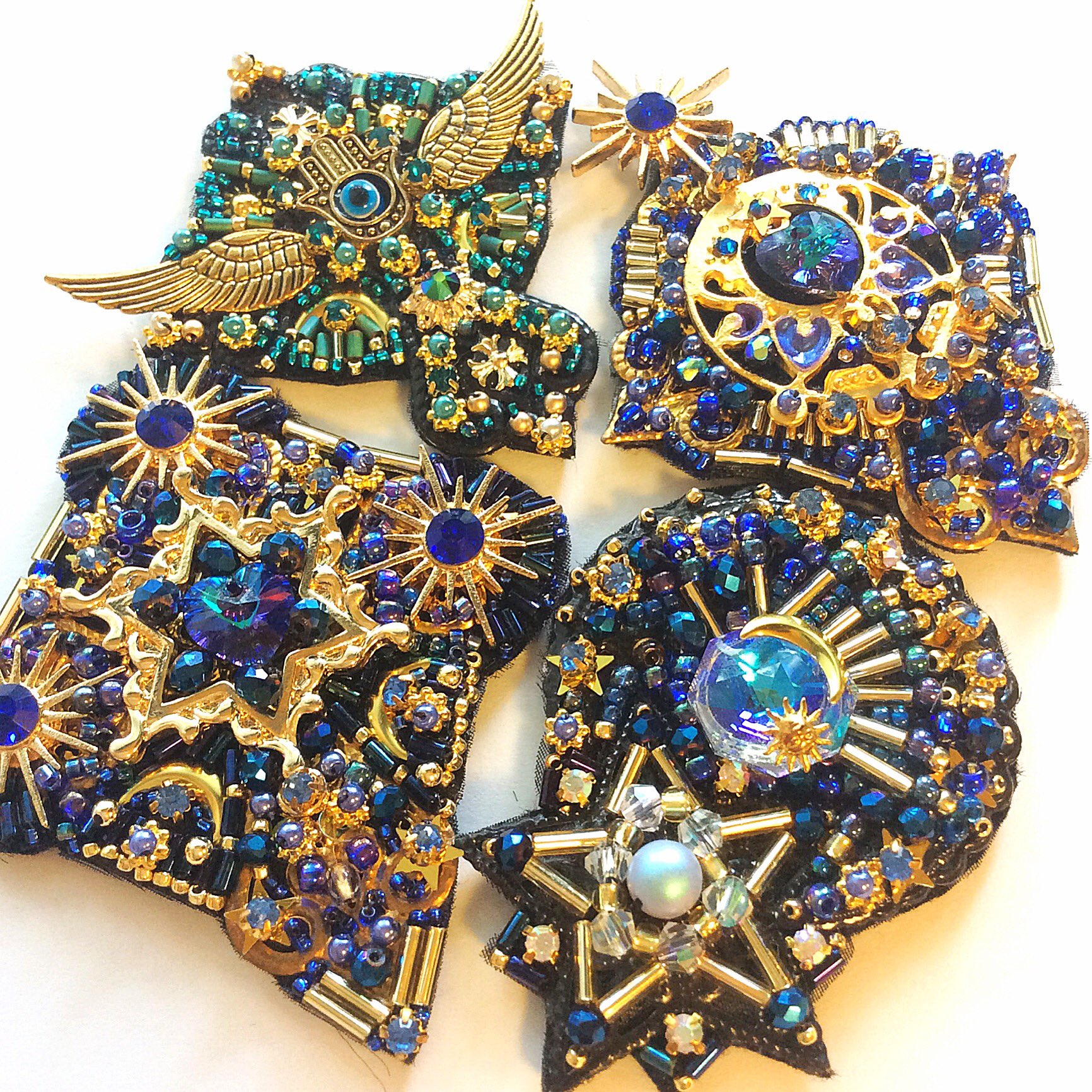 piari ハンドメイド ビーズ刺繍 ネックレス ブローチ バッグチャーム