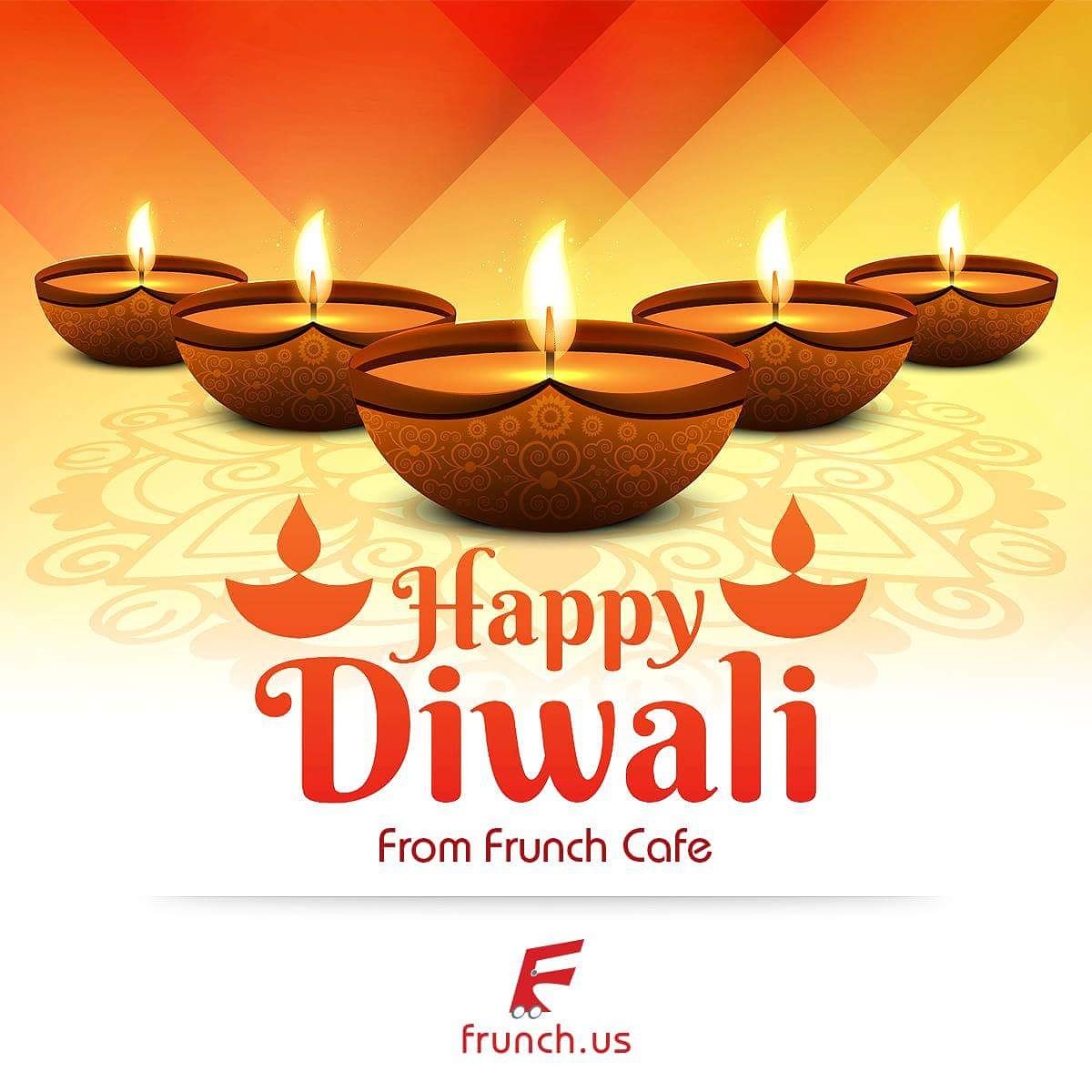 With the gleam of lights and echoes of prayers With the sweetness of sweets and fireworks glare, 
Frunch wishes you a jubilant #HappyDiwali