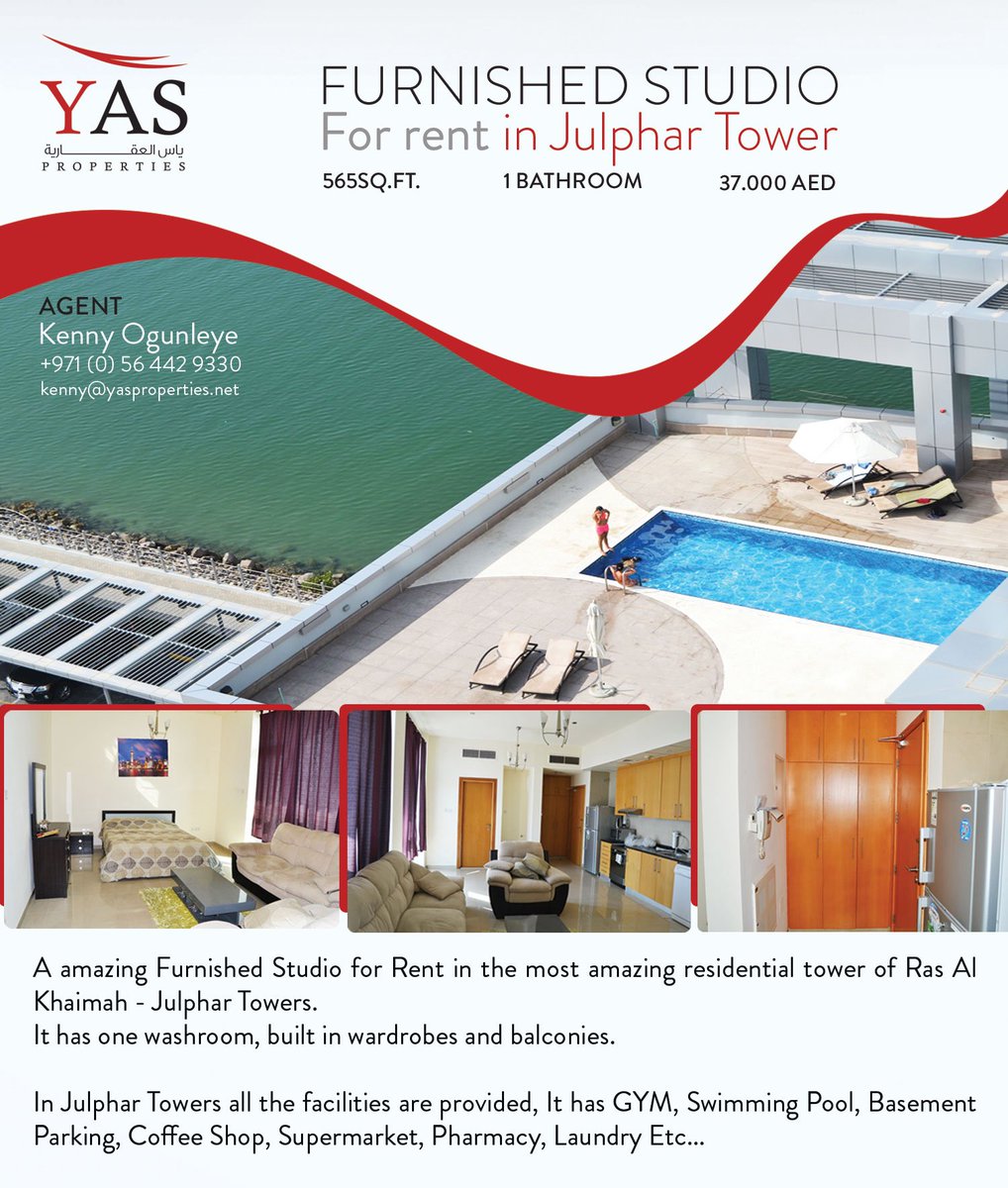 YAS_Group1's tweet photo. A amazing Furnished Studio for Rent in Ras Al Khaimah - Julphar Towers.
#YAS #YAS_PROPERTIES #JULPHAR_TOWERS #1BEDROOM #STUDIO #FOR_RENT https://t.co/ILGBt3iVk3