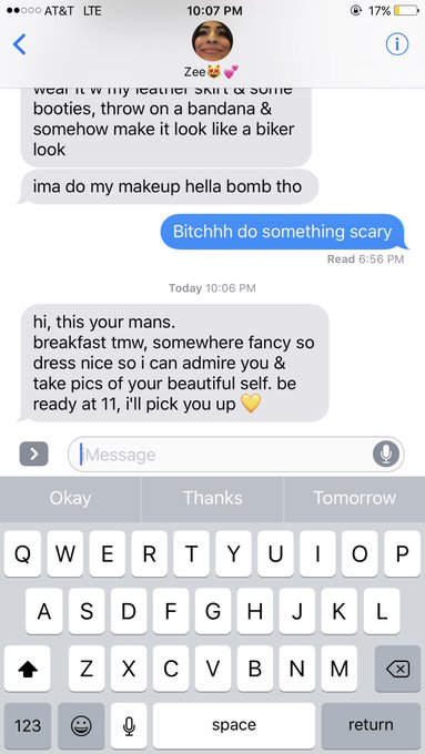 The funny thing is I feel like if me and zee lived close to each other she'd actually do this lol https://t