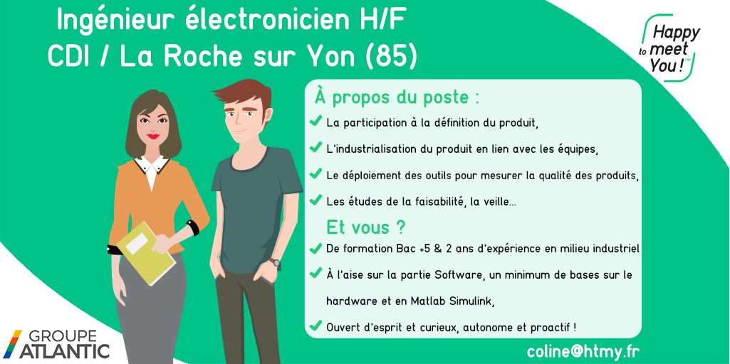 HtmyFR's tweet photo. 📢 Devenez #Ingénieur #Electronicien H/F pour le @Groupe_Atlantic à #LaRocheSurYon en #CDI ! #i4emploi #recrutement ▶️https://t.co/3e6fn6kE3G https://t.co/vvJSmfhek2