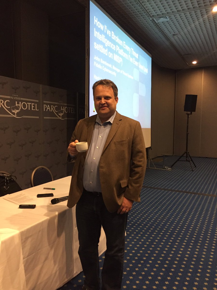 inbarraz's tweet photo. When a speaker volunteers to take the 8am slot, that's commendable. @bambenek #hacklu2017 https://t.co/ykBVFKK4MH