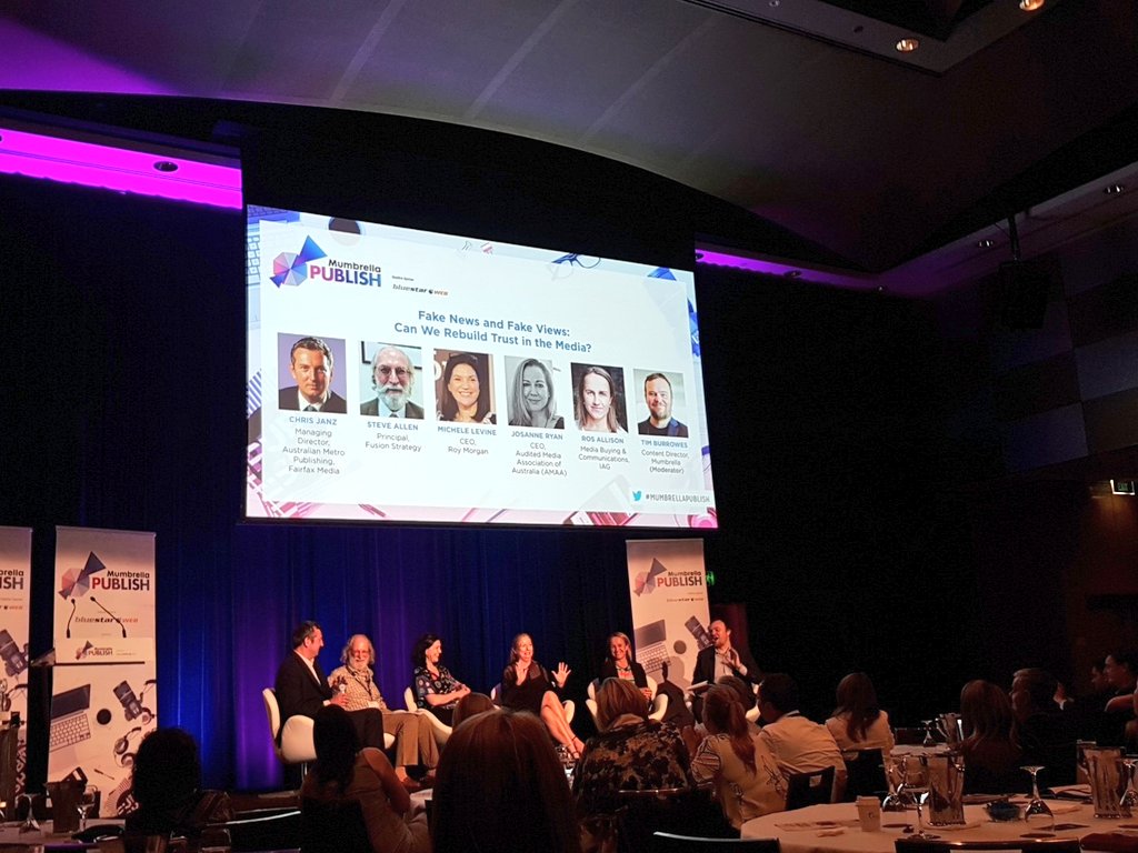 damianfrancis's tweet photo. Fiesty end to #mumbrellapublish! Curly questions from the crowd, heavy debating on the panel. #trust #fakenews https://t.co/YWQnxqLpVJ