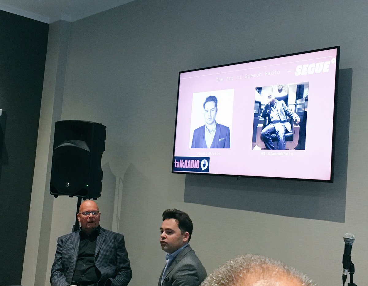 themediamentor's tweet photo. Next session of #segue2017 is the legend @THEJamesWhale with @DennieMorris on the skills of speech radio #arias @talkRADIO https://t.co/WnYopsRkY1