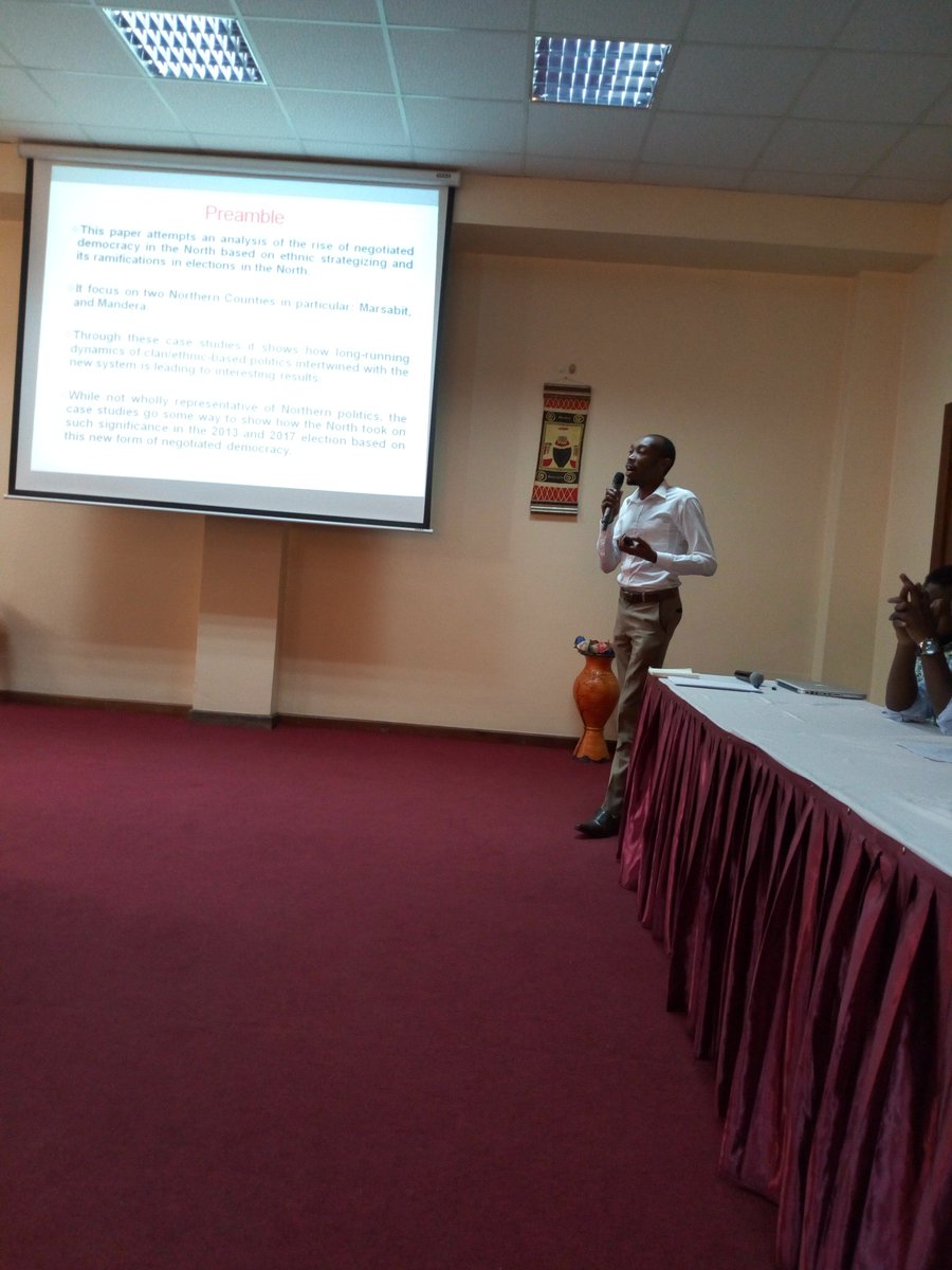 sjHekima's tweet photo. Current speaker: Samuel Karuita
Topic: "Negotiated Democracy in Northern Kenya..."#democracyinAfrica https://t.co/8xH4C664rk