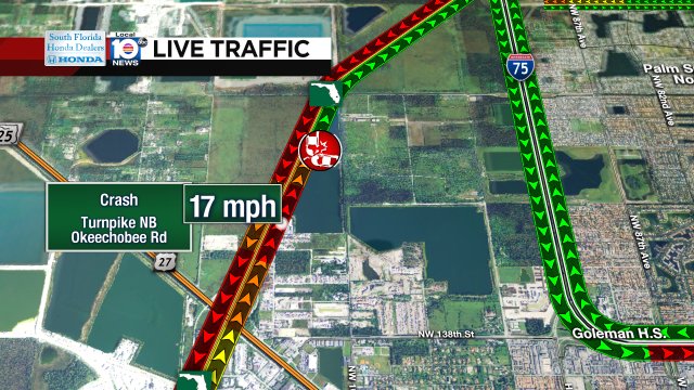 Crash on Turnpike NB after Okeechobee Rd #traffic https://t.co/tqYjiWzpsZ