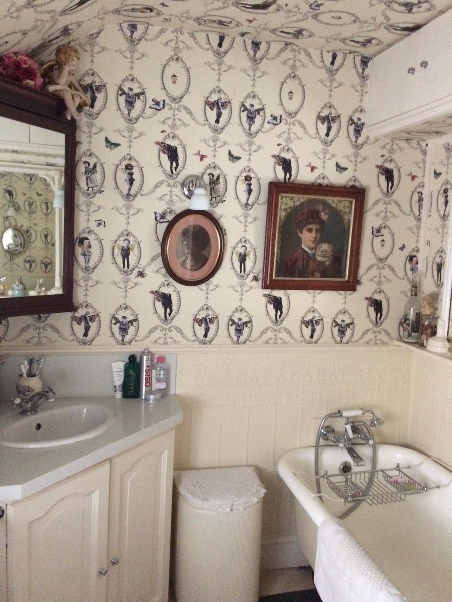 Happy Customer! 'The Curiosities' wallpaper looking fabulous in a Victorian bathroom #wallpaper #interiordesign #Interiors #home #design