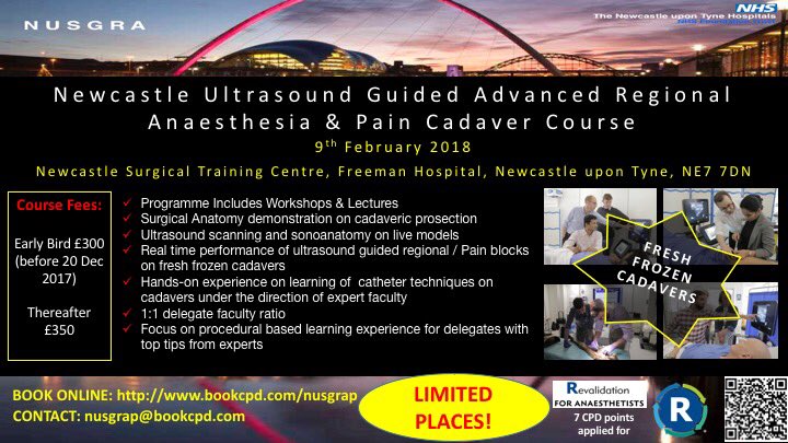 NUSGRARVI's tweet photo. Newcastle’s Advanced RA &amp; Pain Cadaveric (NUSGRAP 2018) course now online! https://t.co/ICViESqqs0 for details, limited early bird places! https://t.co/uHFGxOQC4l