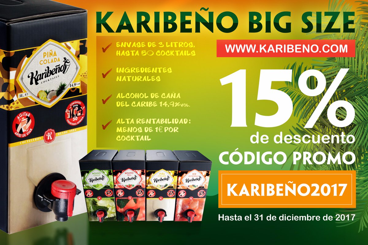 KaribeñoCocktails BigSize 3L hasta 50 cocktails: Ingredientes naturales y Alcohol Caña. Ideal para fiestas y eventos karibeno.com