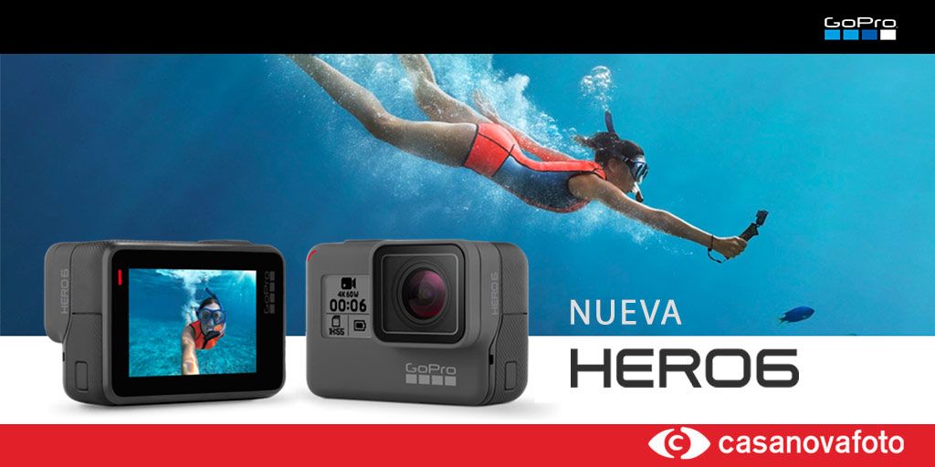 casanovafoto's tweet photo. 🆕 La nueva GoPro HERO6 Black graba clips de vídeo 4k a 60 fps y cámara lenta Full HD a 240 fps.
👉 Toda la info: https://t.co/bRToeC1h9a https://t.co/RuSIWtFxwT