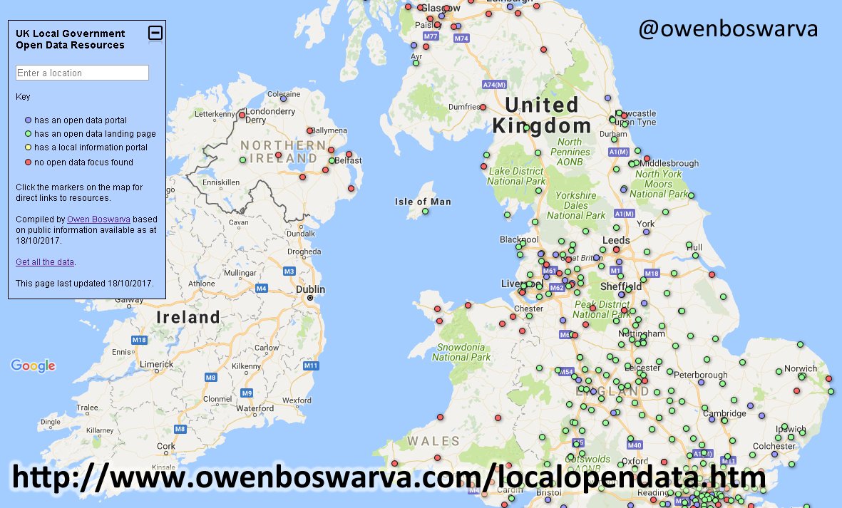 UK councils with #opendata portals or landing pages, Oct 2017 – map and data owenboswarva.com/localopendata.… | blog to follow | #localgov #odcamp