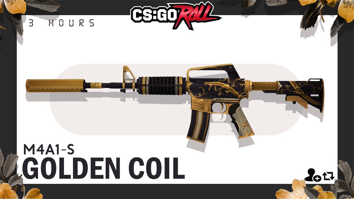 CSGORoll's tweet photo. M4A1-S | Golden Coil FN - GIVEAWAY

- RT &amp; Follow
- Enable notifications on CSGORoll
- Play Free Spin https://t.co/F7PFQkbA3J

Good luck! https://t.co/7t2s9sJjzH