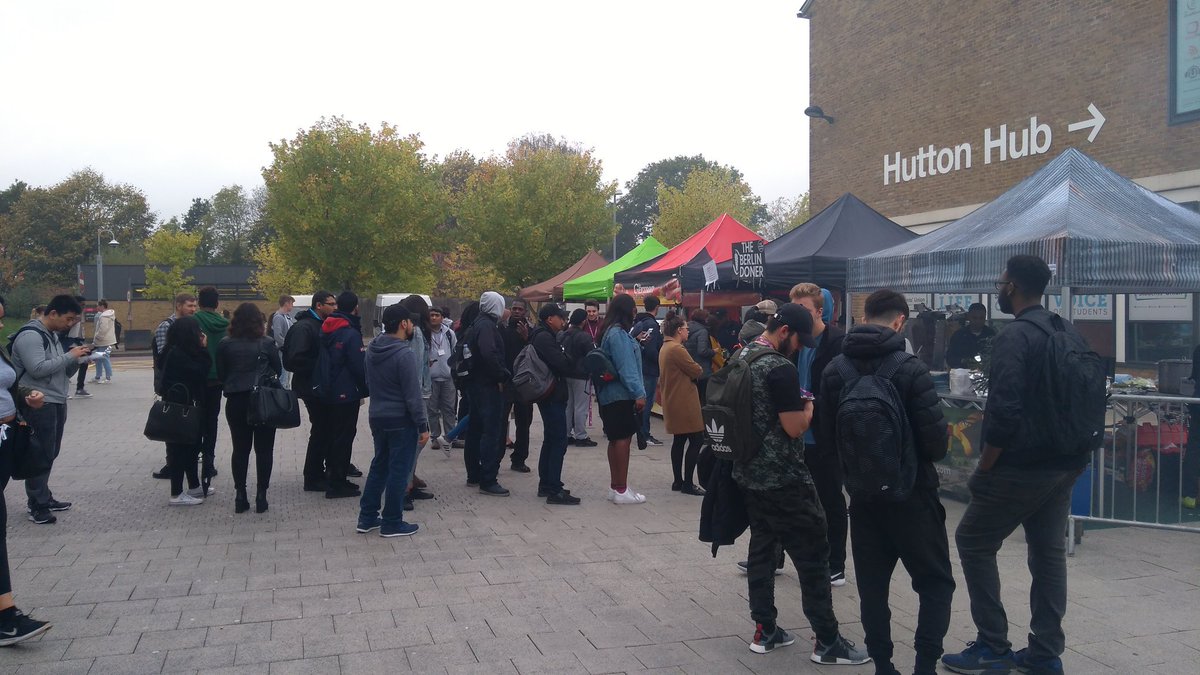 Join us today <a href="/UniofHerts/">University of Hertfordshire</a> with @hertssu with delicious Street food from across the globe .