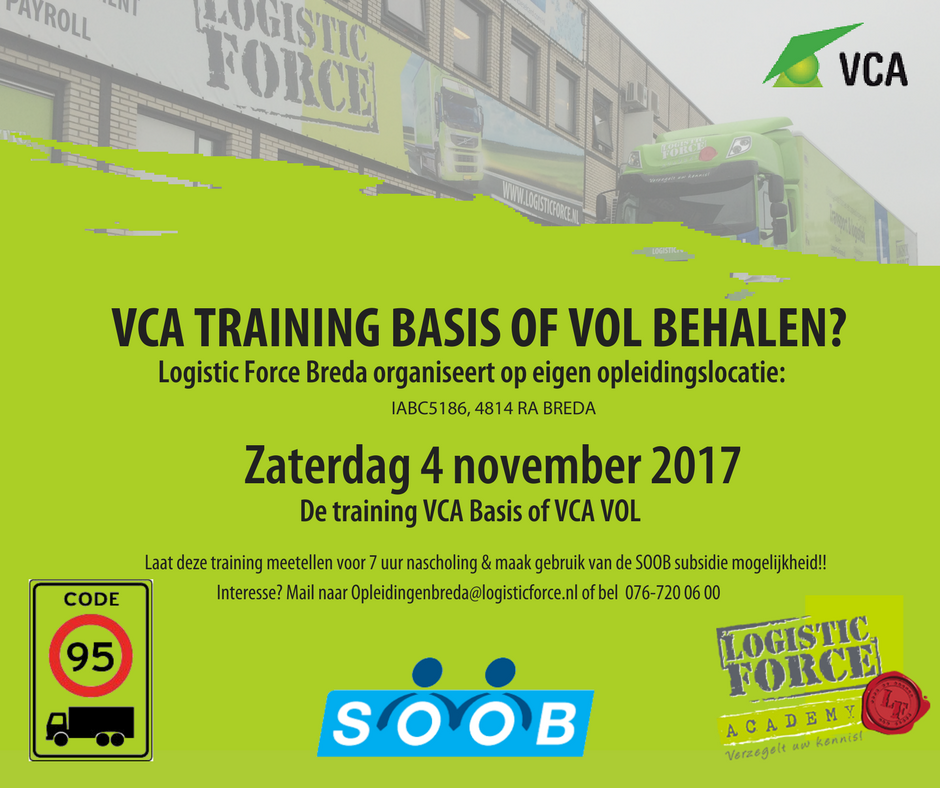 VCA Basis of VOL behalen? 4 november organiseren wij weer een training op de vestiging Breda. #VCA #Veiligheid #safety