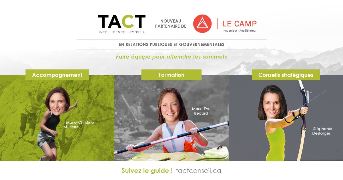 TACT_conseil's tweet photo. #TACT est heureuse de faire équipe avec l’incubateur @lecampquebec pour faire rayonner les jeunes entreprises technologiques de Québec ! https://t.co/H1VWct22pN