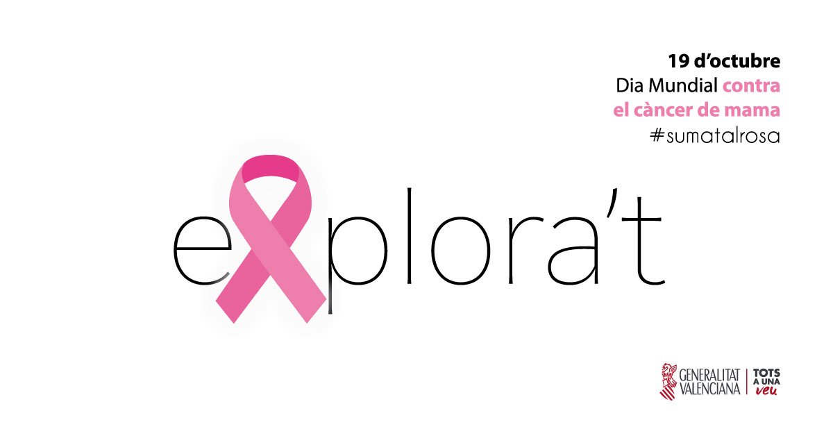 ximopuig's tweet photo. En el #DiaMundialContraelCancerdeMama recorda que prevenir es la millor cura #explorat #SumateAlRosa #sumatalrosa #DiaContraelCancerdeMama #DiaMundialdelCancerdeMama https://t.co/2dcHHi7Oqt