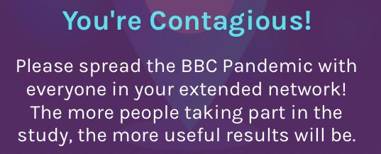DrRose_Tweets's tweet photo. The virtual #BBCpandemic is spreading! I just joined this #citizenscience experiment by downloading https://t.co/xNOvnSZINm app. ACHOO. 🤧🤓 https://t.co/vuBxguAB9s