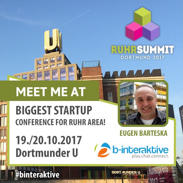 binteraktive's tweet photo. Meet me in the Dortmunder U ๐! @stadtdortmund @RuhrSummit @dortmunder_u #binteraktive https://t.co/mmrrAC94TH
