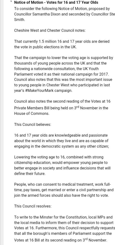 I have tabled a motion at <a href="/Go_CheshireWest/">Cheshire West</a> for <a href="/votesat16/">Votes at 16 Campaign</a> with <a href="/SteRSmith/">stersmith</a>.