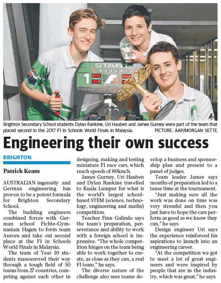 This week we had the opportunity to be featured in the <a href="/messengernews/">Messenger News</a> talking about our experience at the world finals.

#F1SWF #Aurora