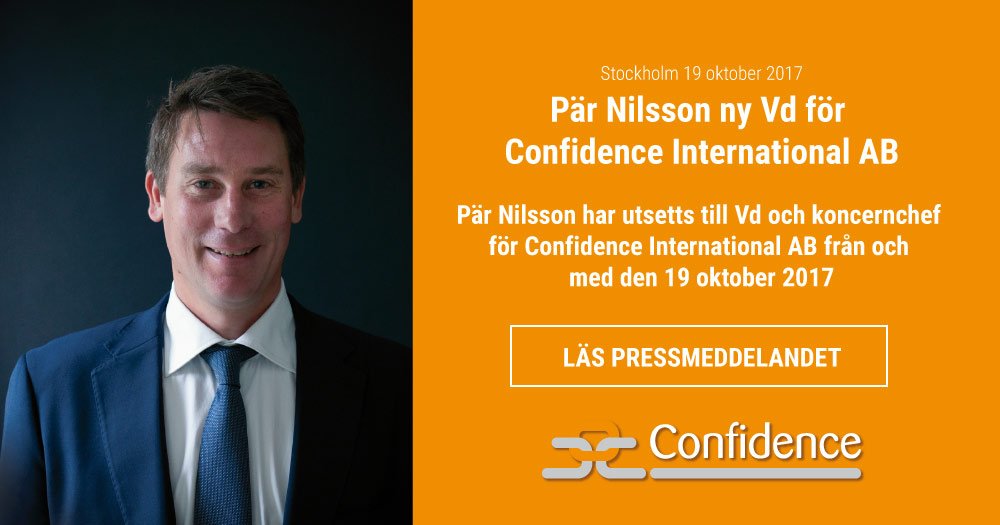 coninsights's tweet photo. Pär Nilsson har utsetts till Vd och koncernchef för Confidence International AB från och med den 19 oktober 2017. https://t.co/IlYER5mwPO https://t.co/UdcpYXVnBu