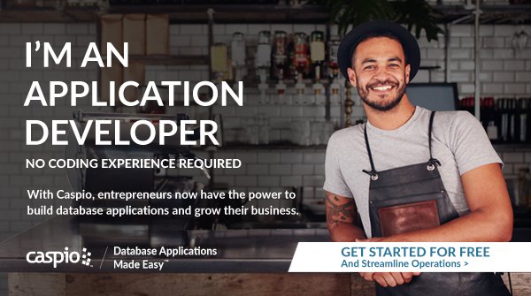 Caspio's tweet image. Build and customize applications that help your #smallbiz adapt to dynamic market trends. Try it for free! casp.io/2hDGqIB #WhyCode
