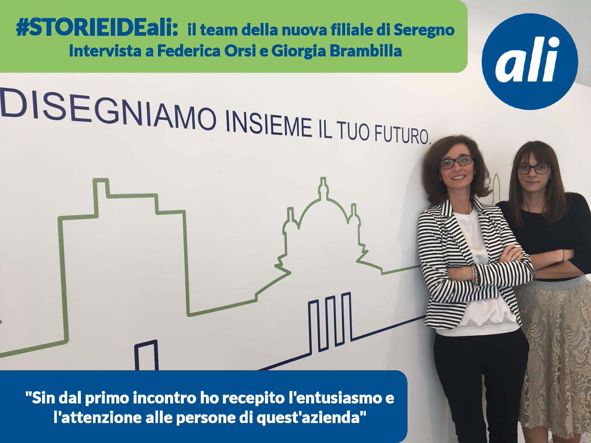 ALISpA_HR's tweet photo. Oggi a #STORIEIDEali Federica e Giorgia, della nuova filiale di #Seregno --> https://t.co/5KRSqMwV1s
#lavoro #risorseumane #humanresources https://t.co/TSDNalygzx