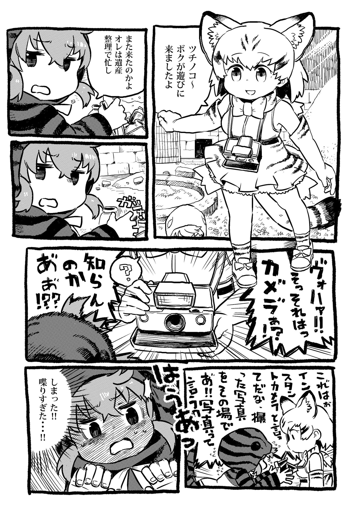 【8,000RT】『けものフレンズ』スナネコとツチノコの漫画「ツチノコの写真が欲しいですね」「なんで？！」wwwwwww
