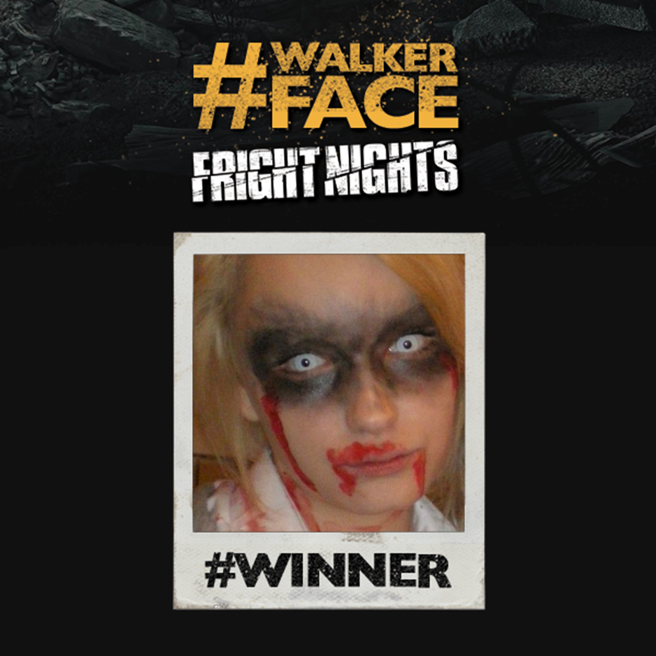 THORPEPARK's tweet photo. Congrats @LiL_Miss_Emilyy - You've won 2 tix to the 100 ep of The Walking Dead! For your chance to win tweet us with your #WalkerFace https://t.co/GnbWuGqP0L