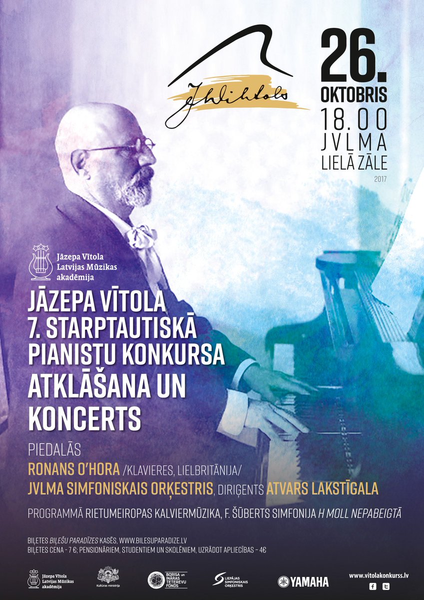 vitolakonkurss's tweet photo. October 26, 6pm @JVLMA Great Hall - Ronan O'Hora (UK), JVLMA Symphony Orchestra, @ALakstigala and other surprises in stock! #opening2017 https://t.co/3u3zVfqqkl