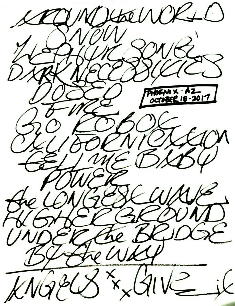 RHCPStuff's tweet photo. Last #Setlist at Glendale!
Fire with @jackironsmusic and Dosed!
#RHCP #TheGetawayTour #Glendale #RHCPLive #RHCP2017 #RedHotChiliPeppers https://t.co/1ujO7vB0aq