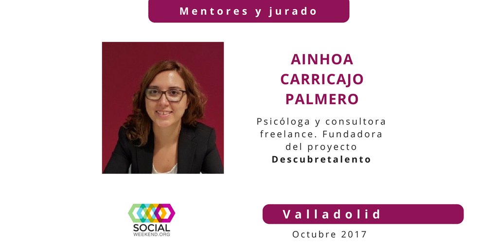 socialweekendES's tweet photo. . @AinoaCP es fundadora de @dscubre_talento  @VCREAnetwork y tu futura mentora 😉 #EmprendimientoSocial en: https://t.co/cy9hevpCxP https://t.co/erBJt3mpdj